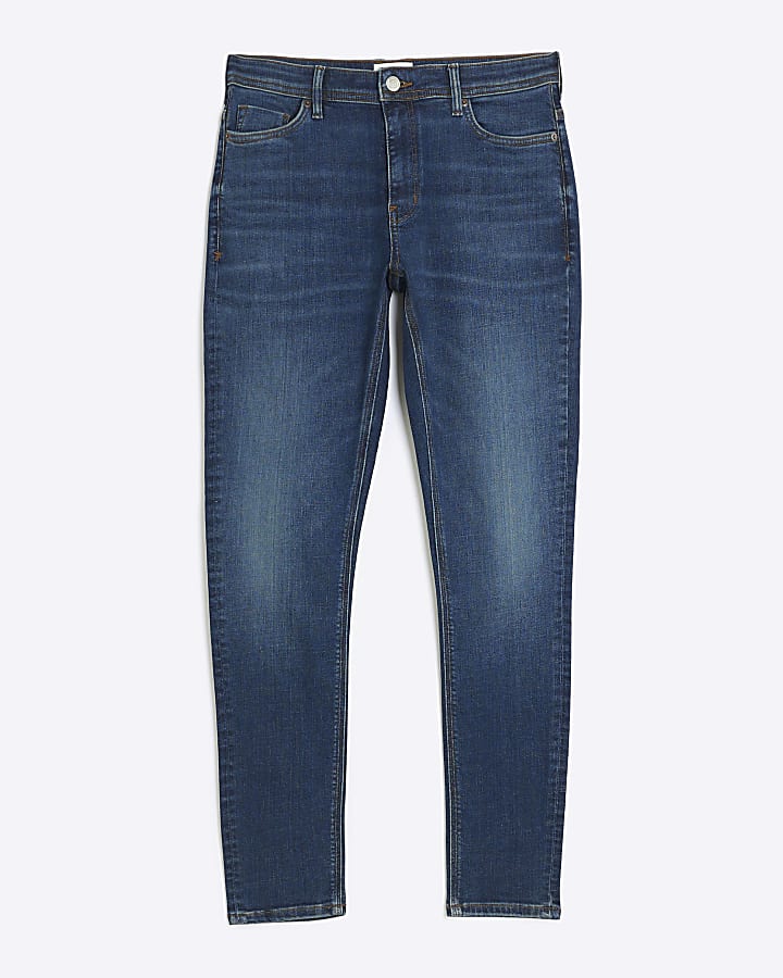 Blue super skinny fit spray on jeans