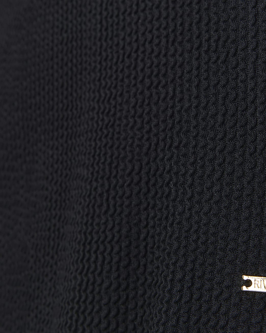 Black textured strappy scoop swimsuit