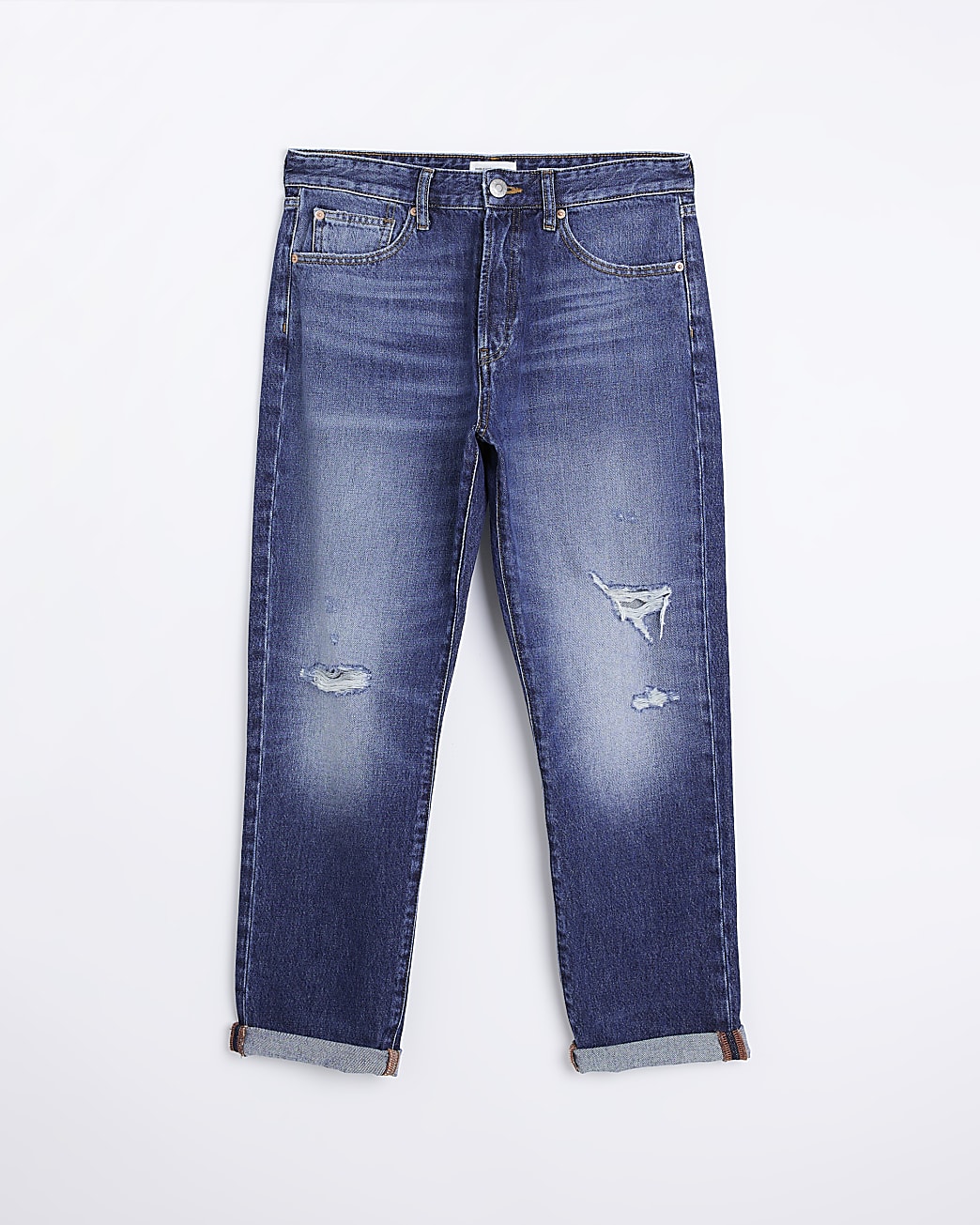 Blue high waisted relaxed Boyfriend jean