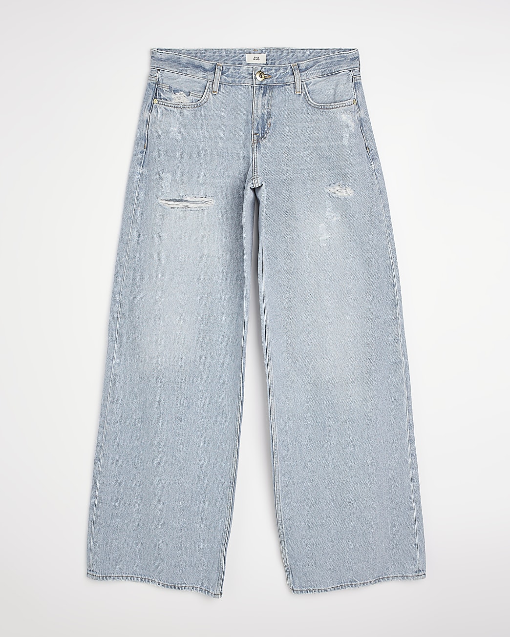 Blue low rise wide leg jeans