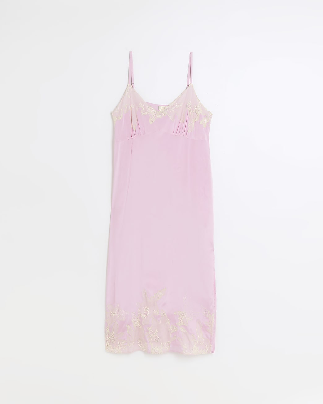 Pink lace slip midi dress