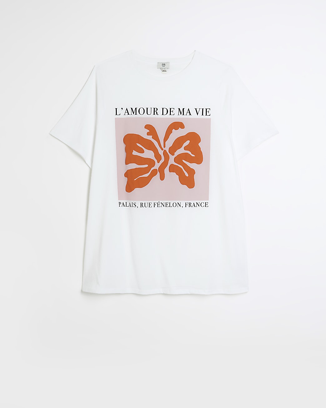 Plus white butterfly print t-shirt