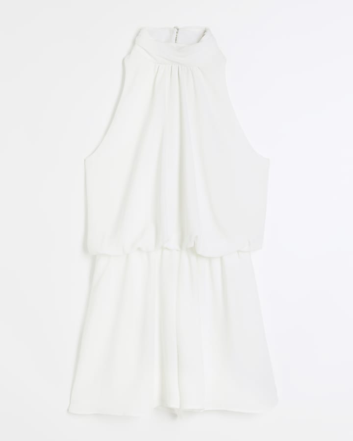 White high neck playsuit