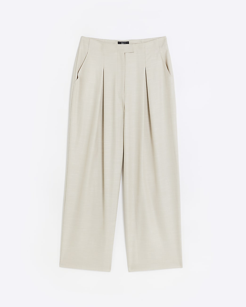 Cream RI Studio pleated wide leg trousers