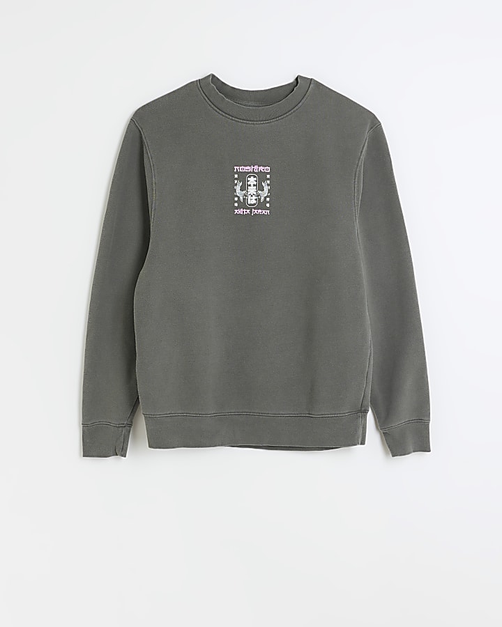 Washed black regular fit graphic sweatshirt