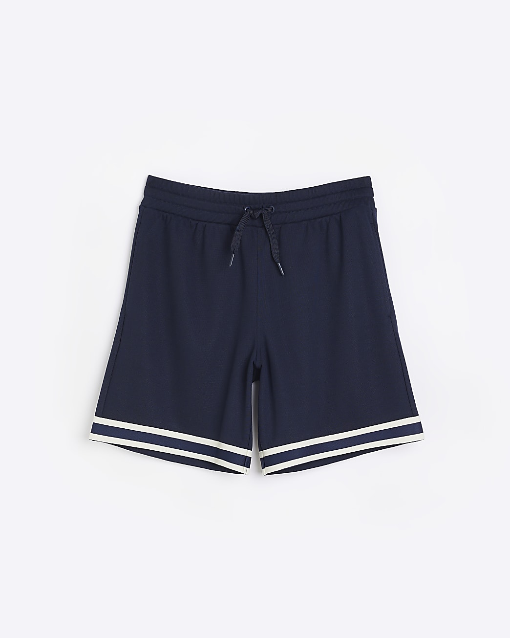 Navy slim fit taped shorts