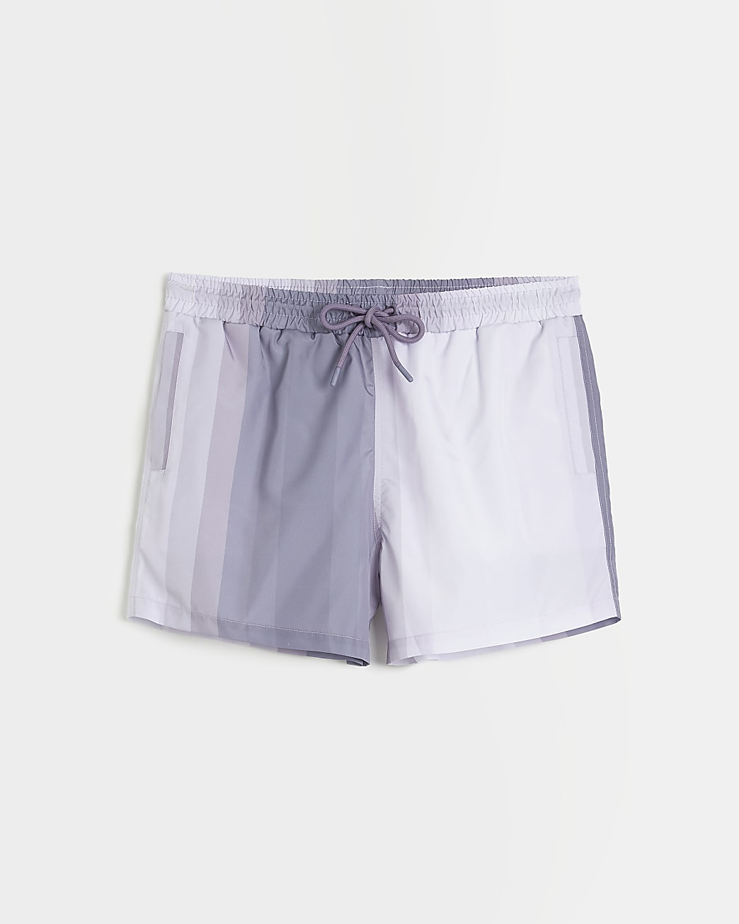 Grey skinny fit striped swim shorts
