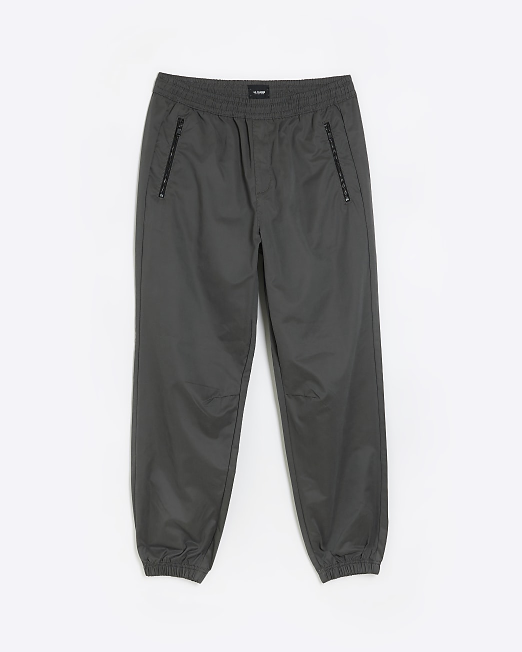 Grey regular fit pull on cuffed trousers