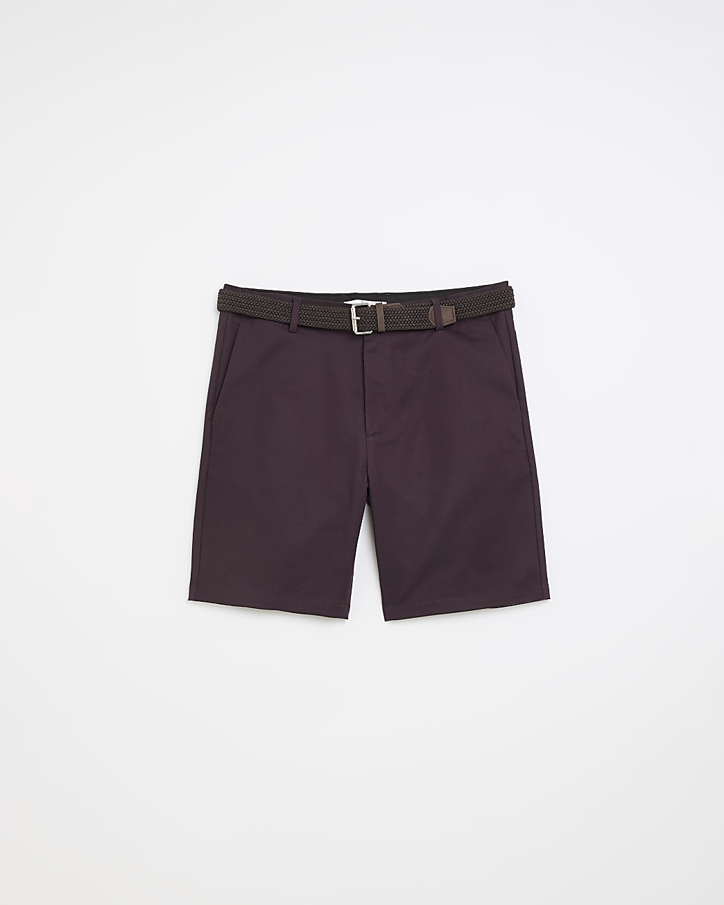 Red regular fit belted chino shorts