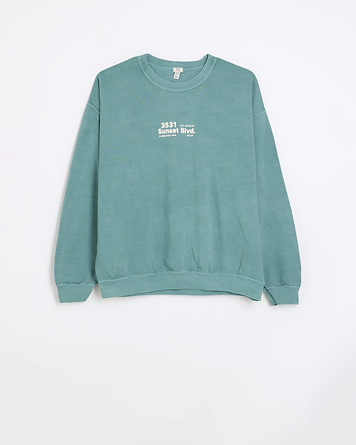 Green graphic print sweatshirt