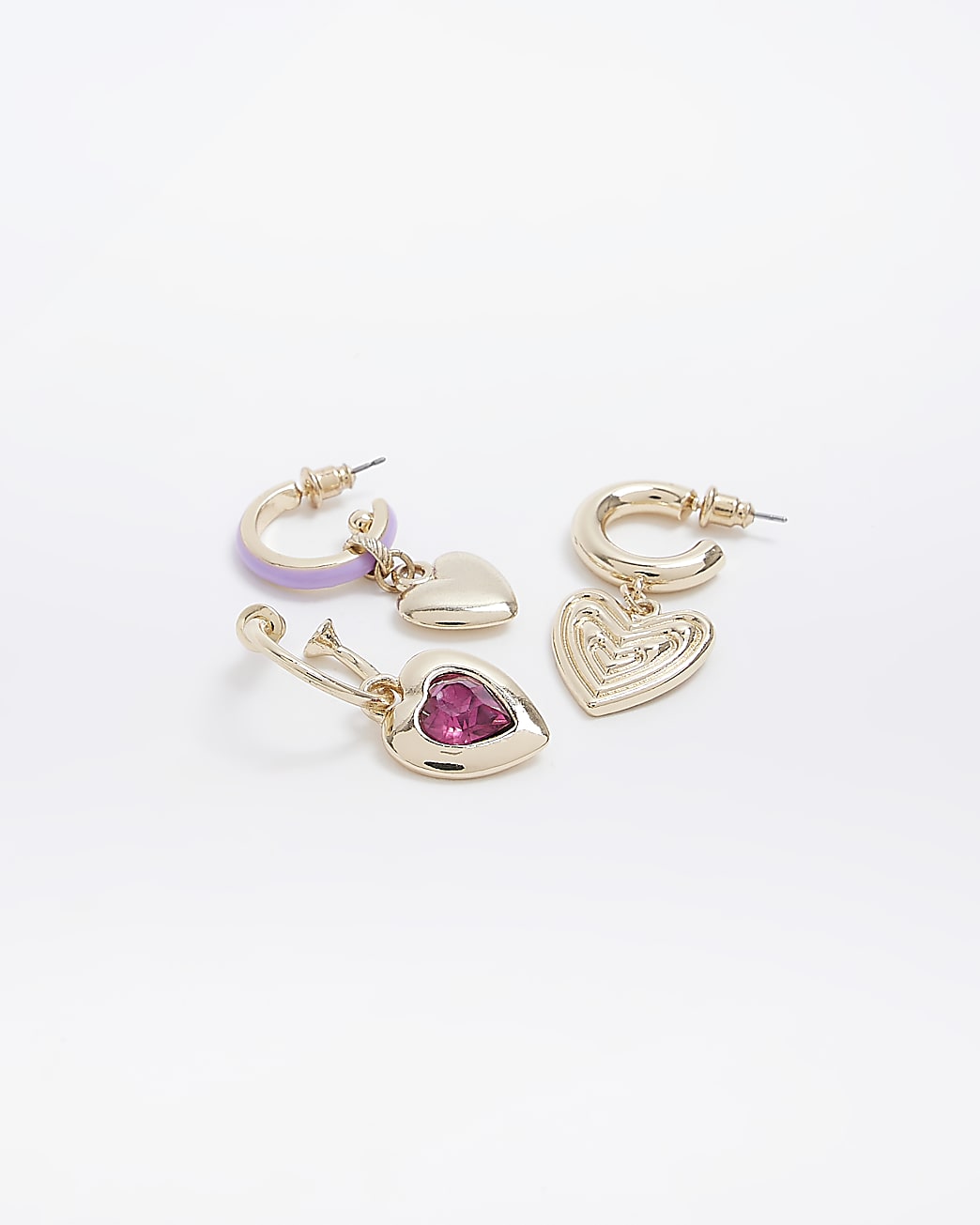 Pink heart hoop earrings multipack