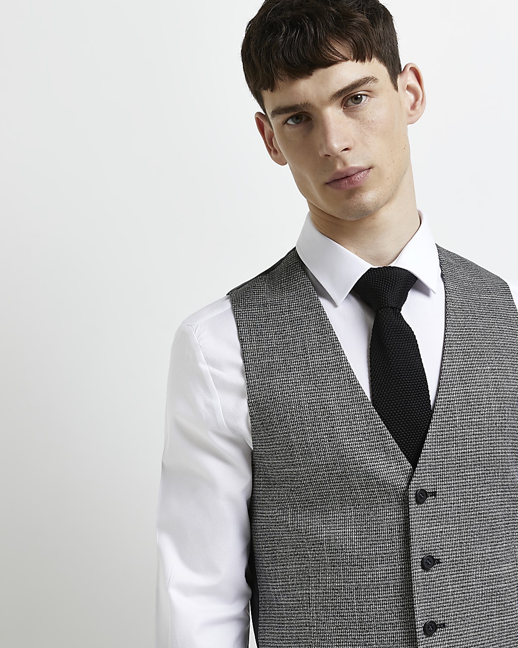 Grey Puppytooth Skinny Fit waistcoat