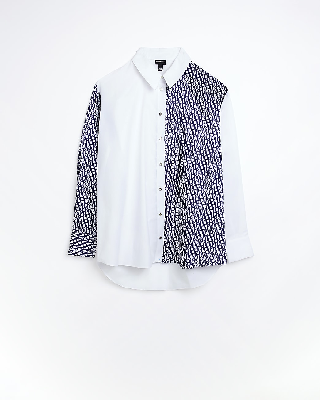 Blue satin RI monogram hybrid shirt