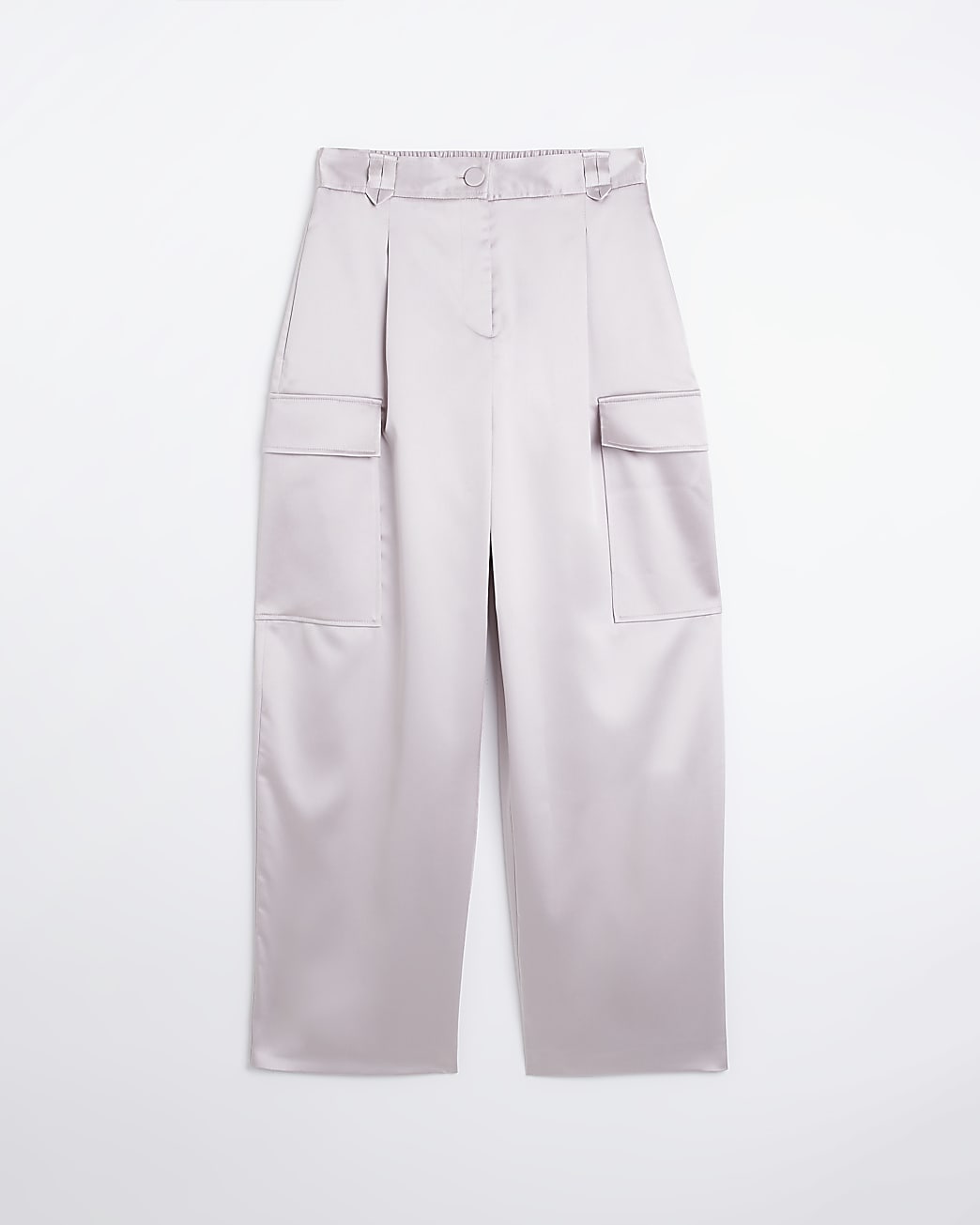 Pink satin wide leg cargo trousers