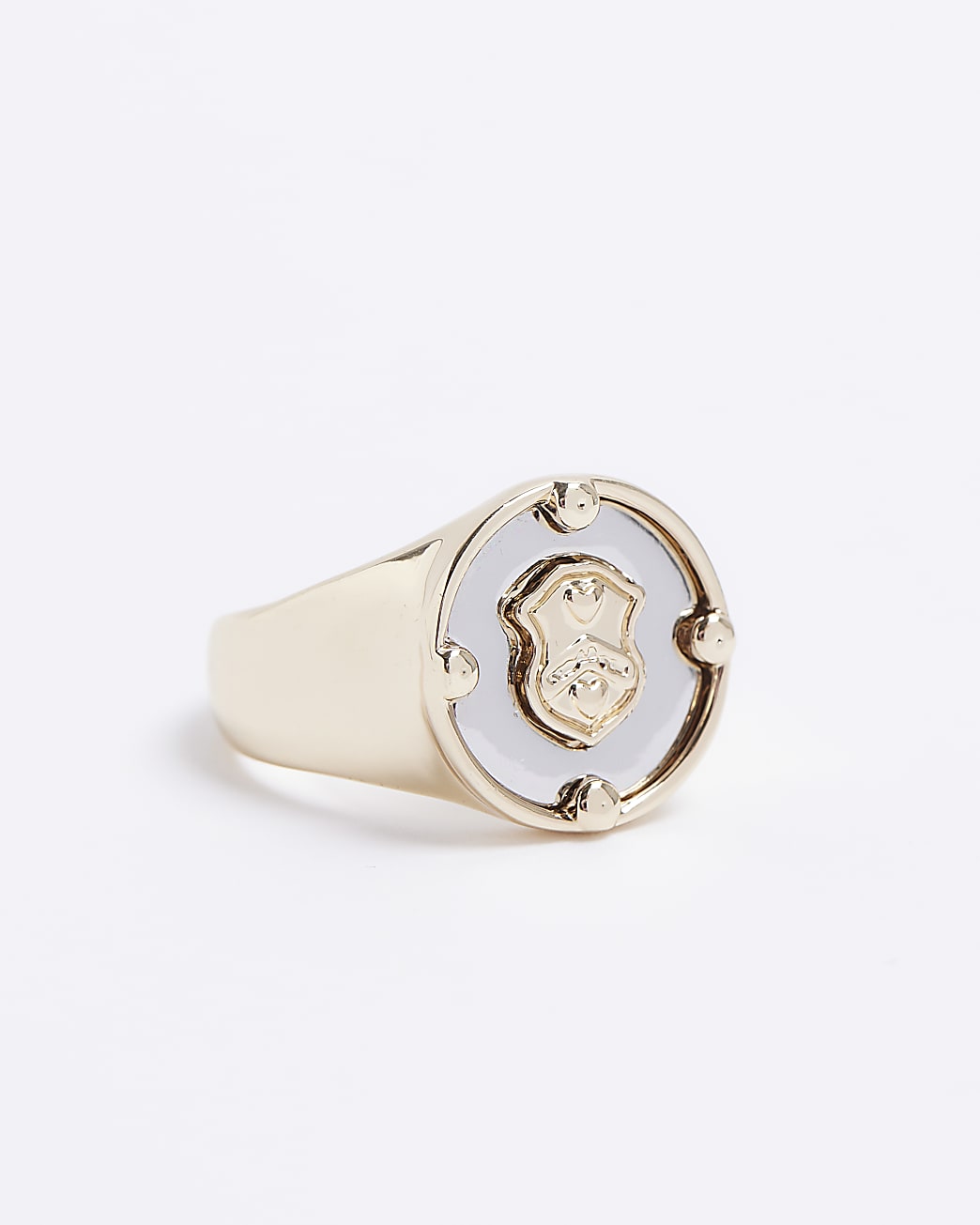 Gold colour shield detail signet ring