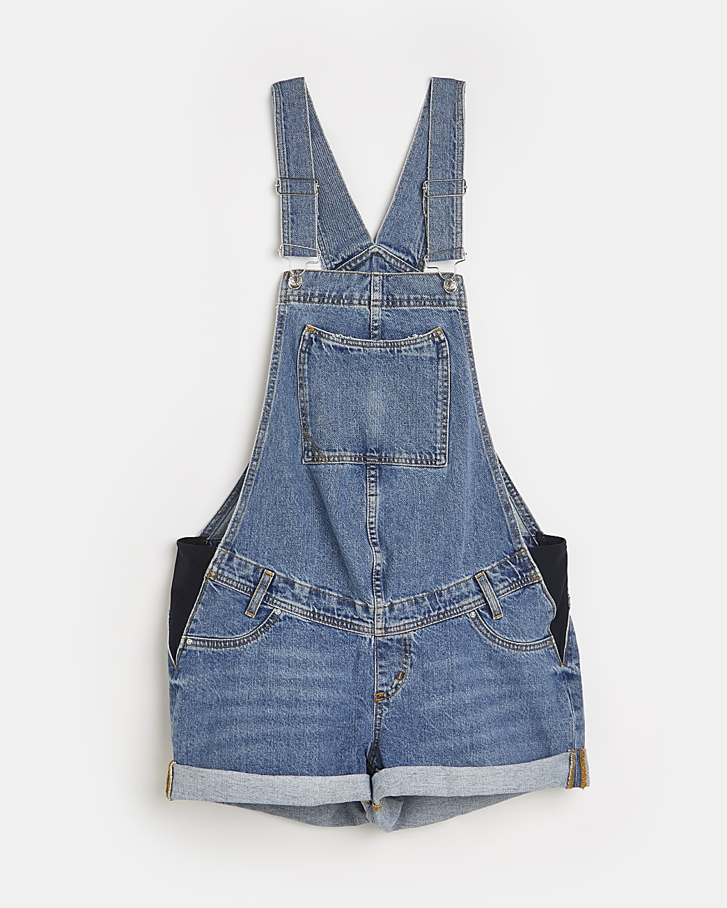 Blue denim maternity dungarees