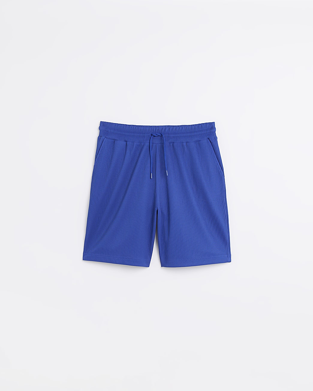 Blue regular fit plisse shorts
