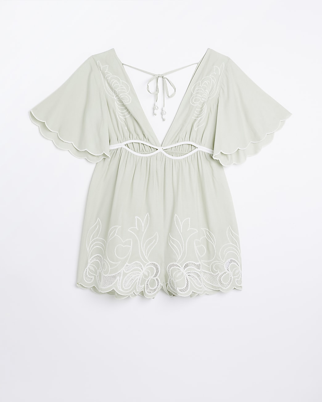 Green cut out beach playsuit