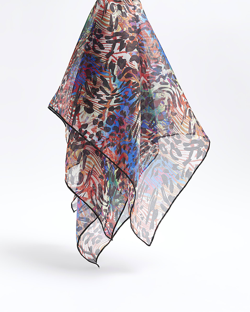 Red animal print tie up hair bandana