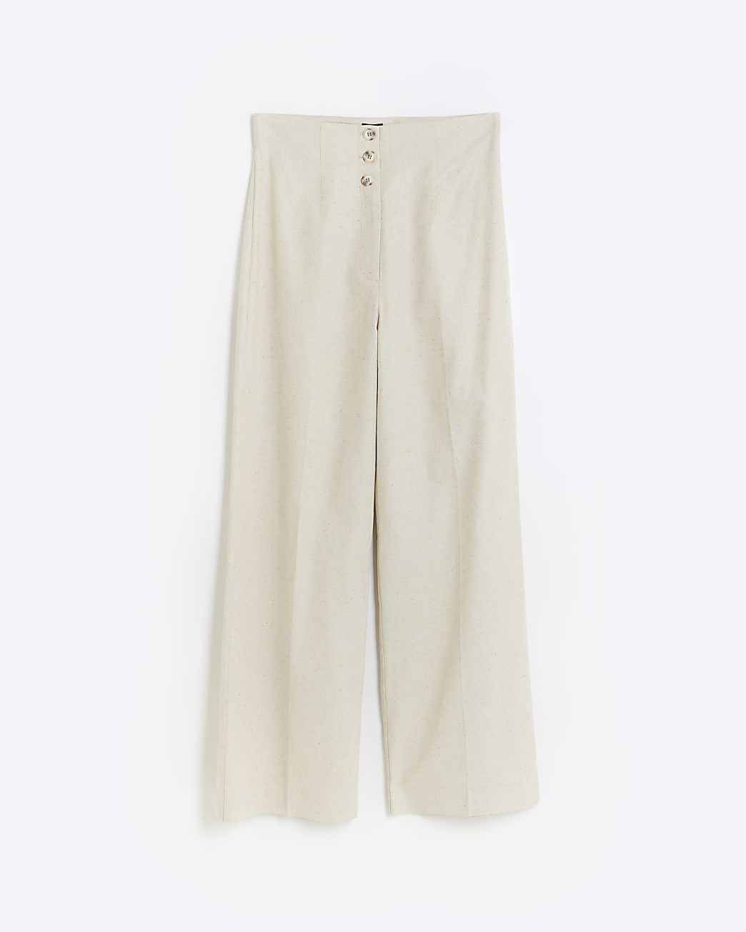 Beige linen wide leg trousers