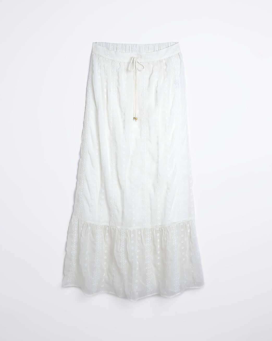 Cream chiffon textured maxi skirt