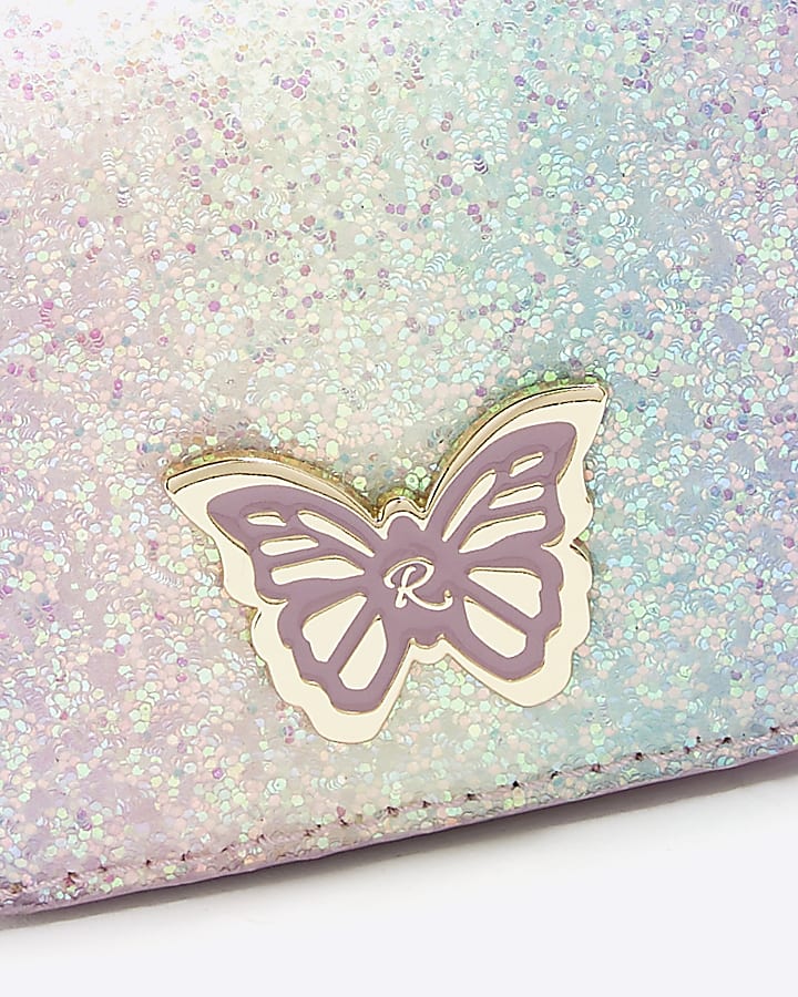 Girls pink glitter ombre chain purse