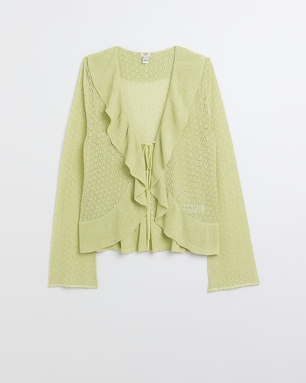 Yellow frill detail asymmetric cardigan