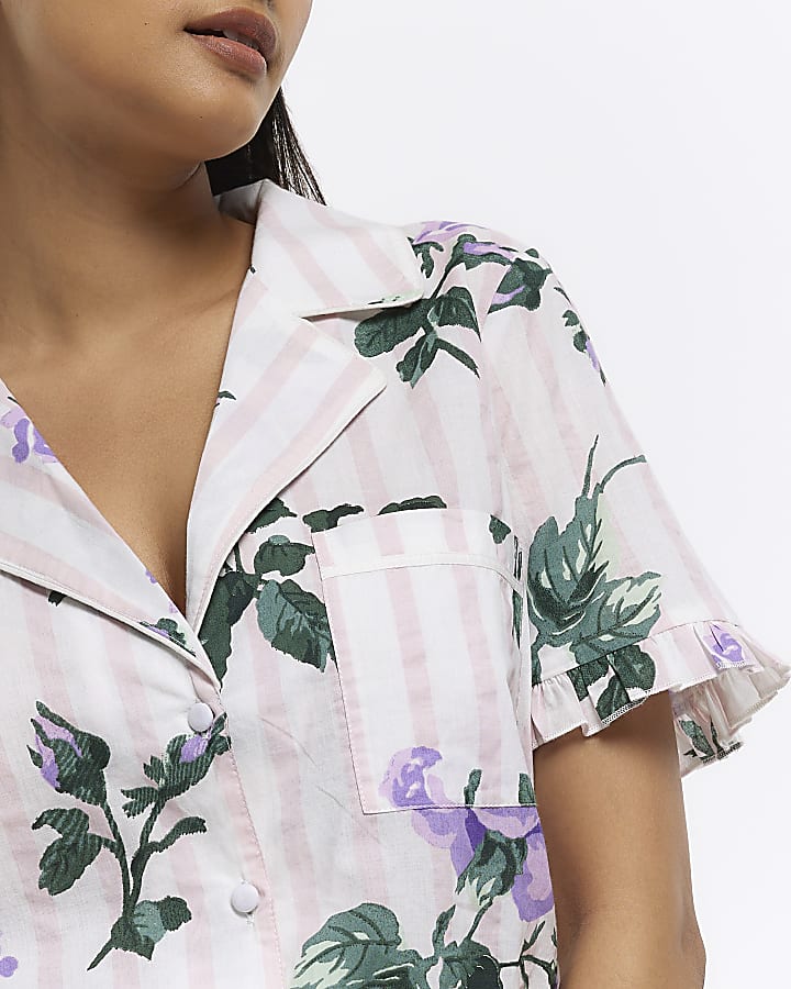 Pink print pyjama top