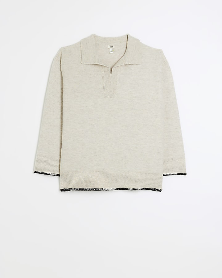 Beige collared jumper