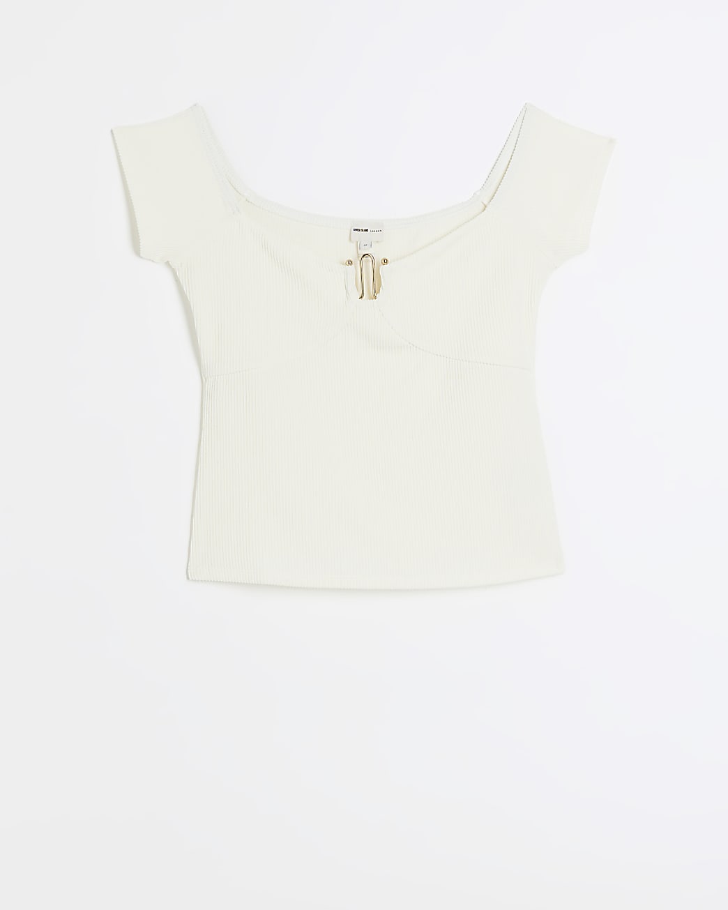 Cream rib bardot top