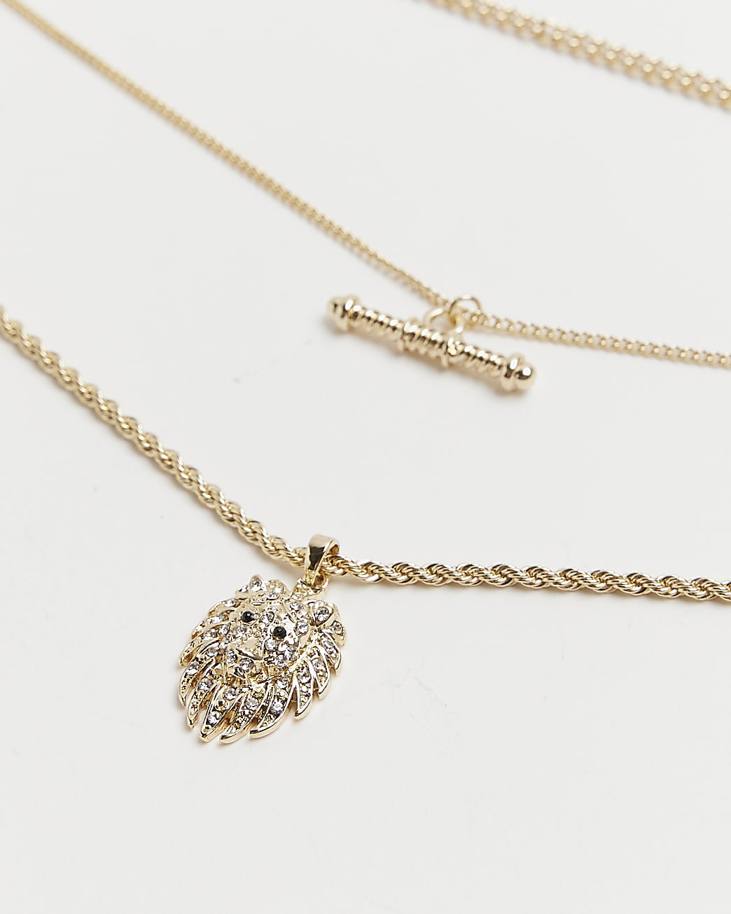 Gold colour lion multirow necklace