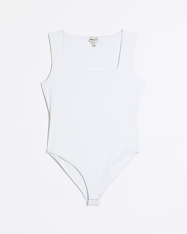 White square neck bodysuit