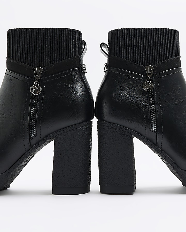 Black wide fit heeled ankle boots