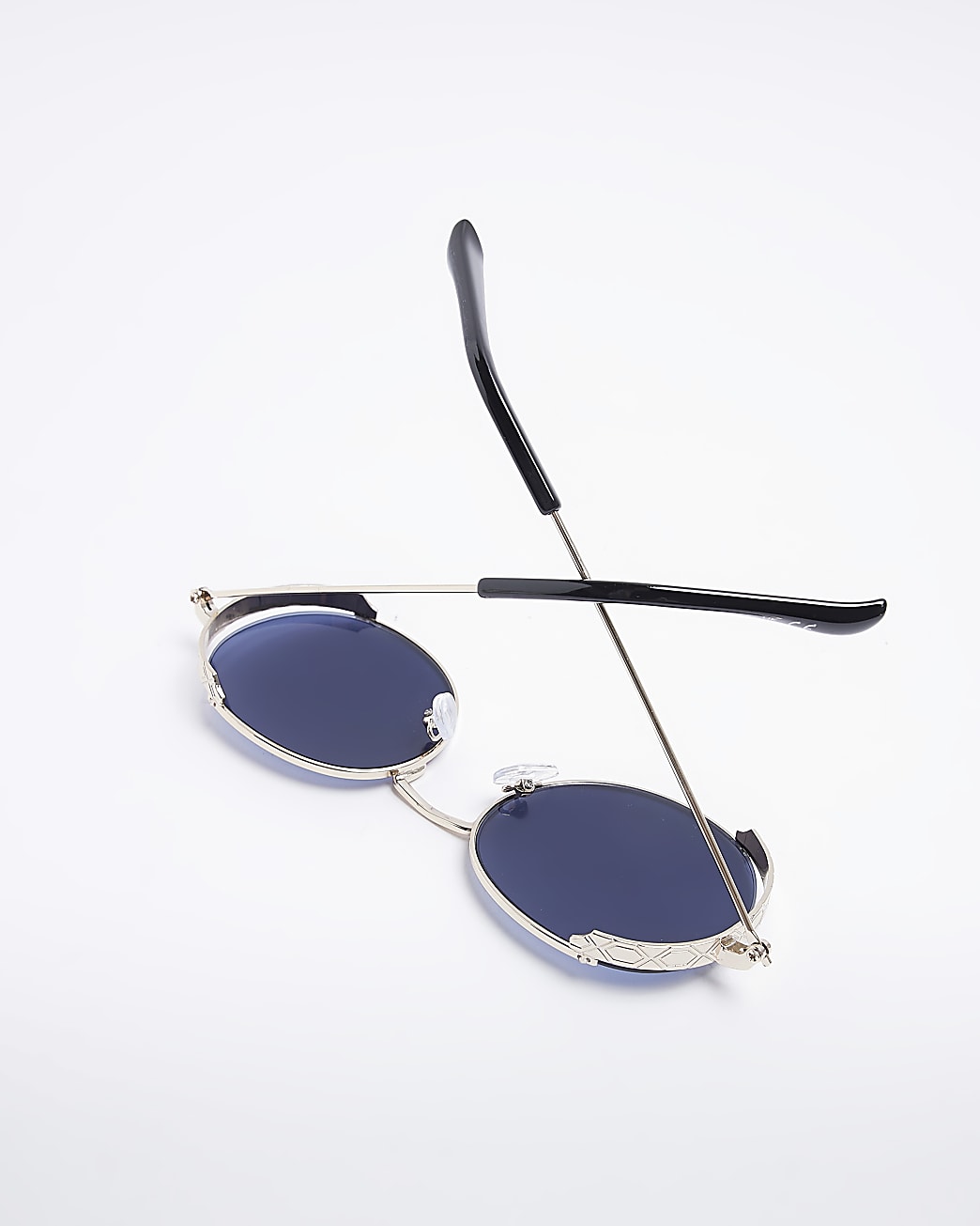 Silver blue lens round sunglasses