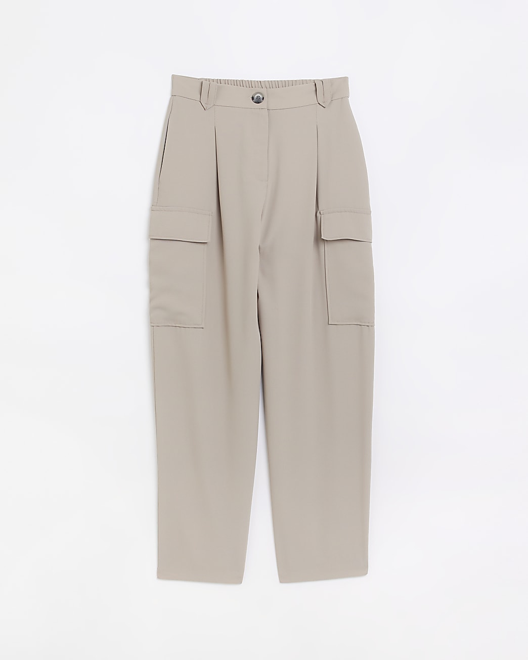 Beige wide leg cargo trousers