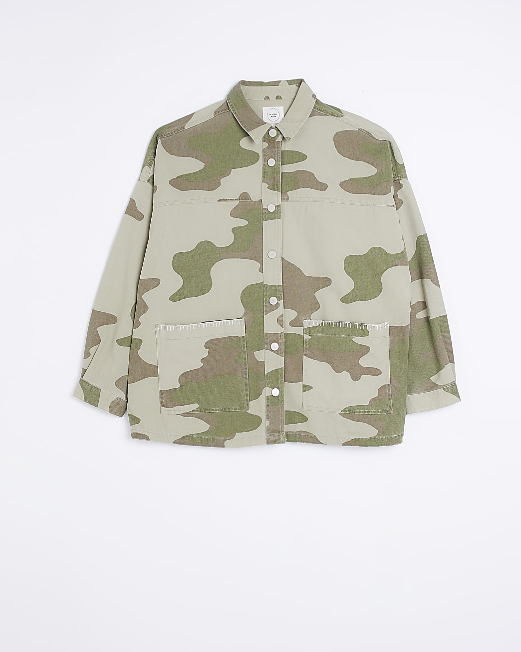 Khaki camo shacket