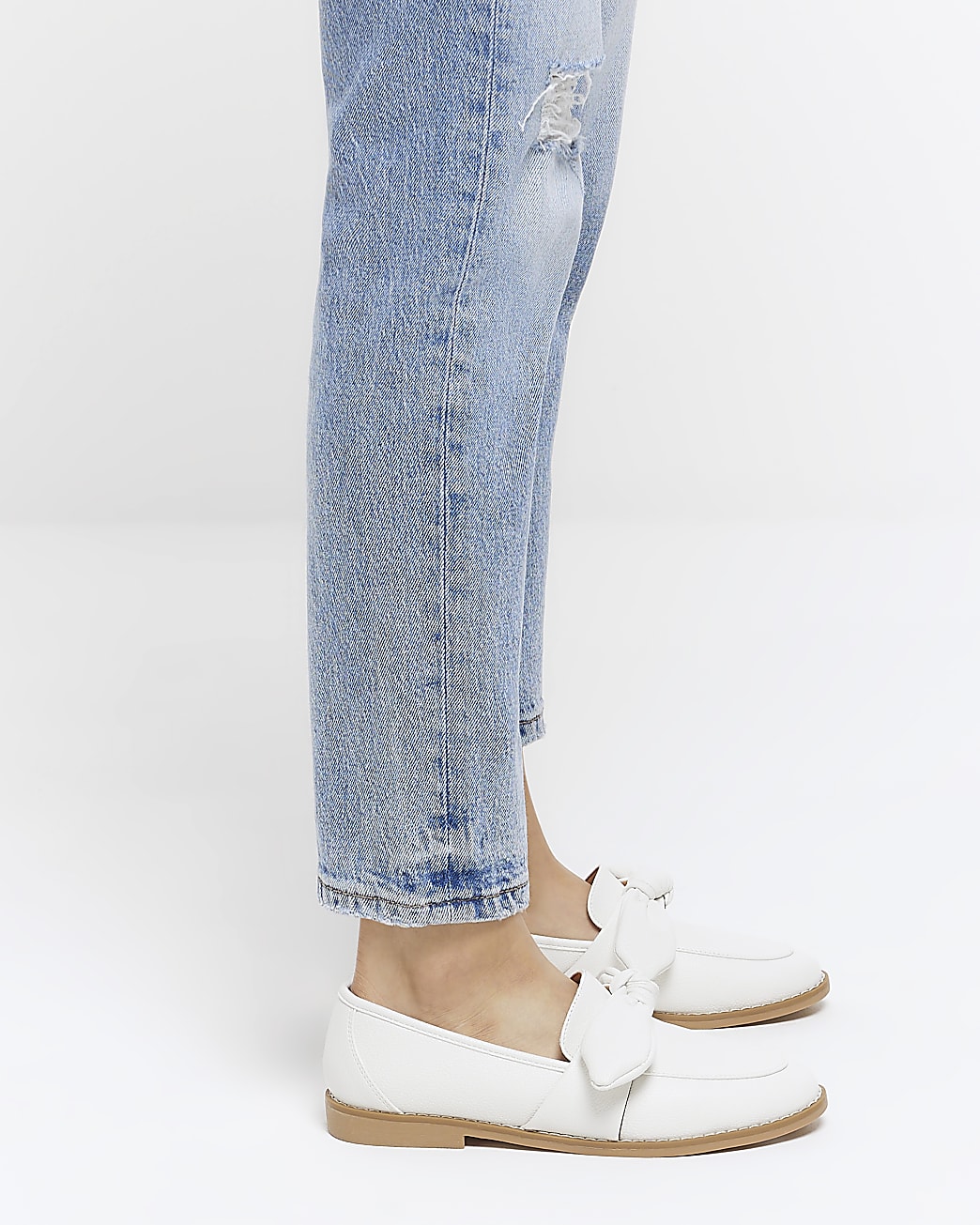 White bow detail loafers