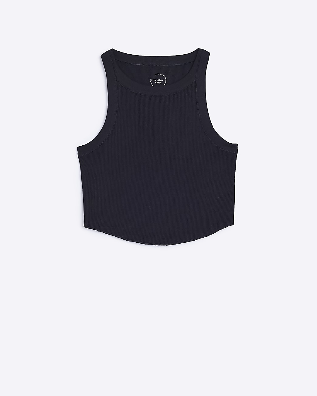 Black rib crop racer top