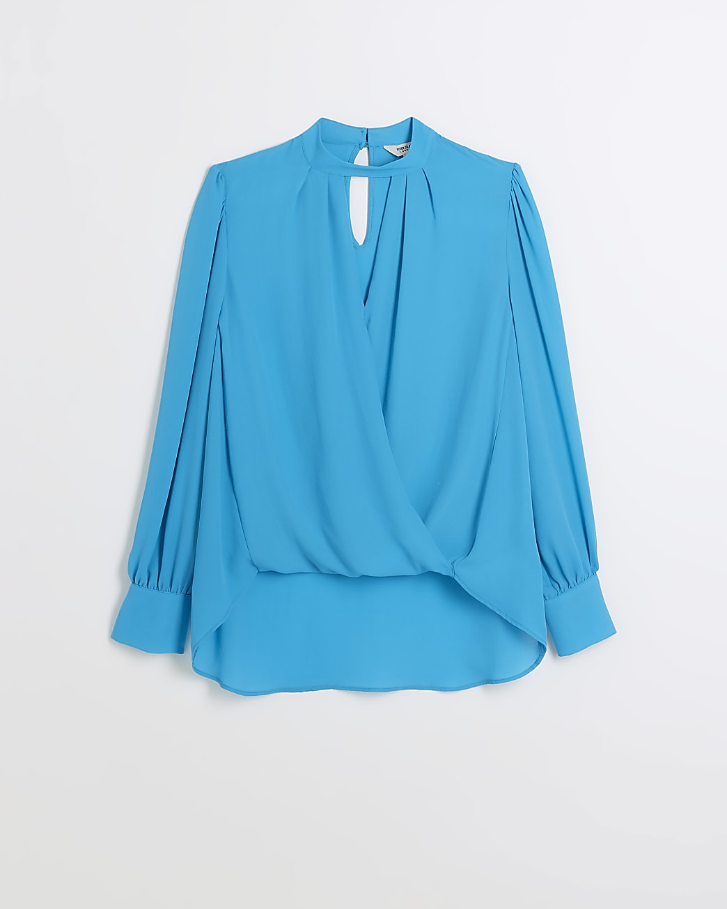 Blue cut out wrap blouse