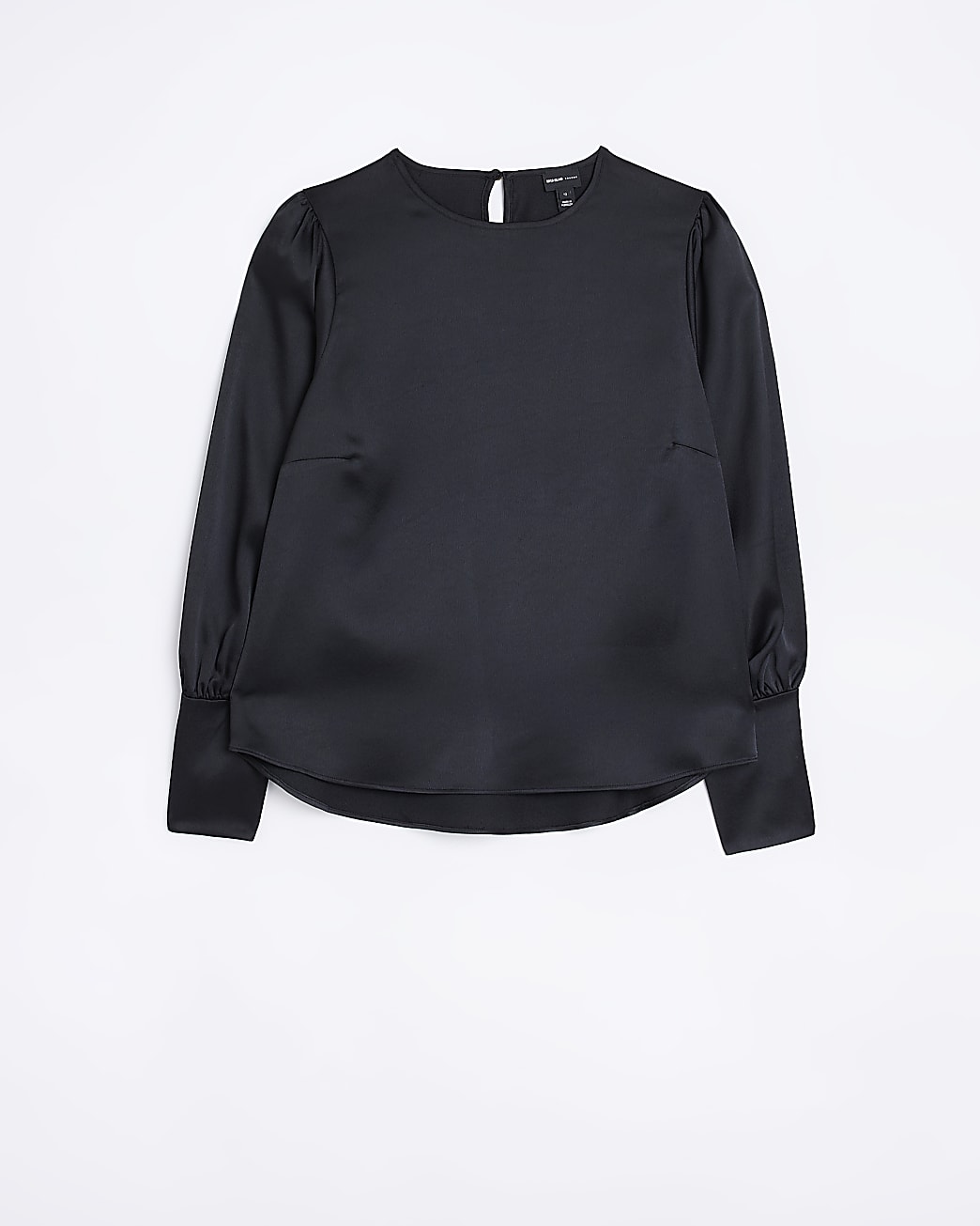 Black satin long sleeve blouse