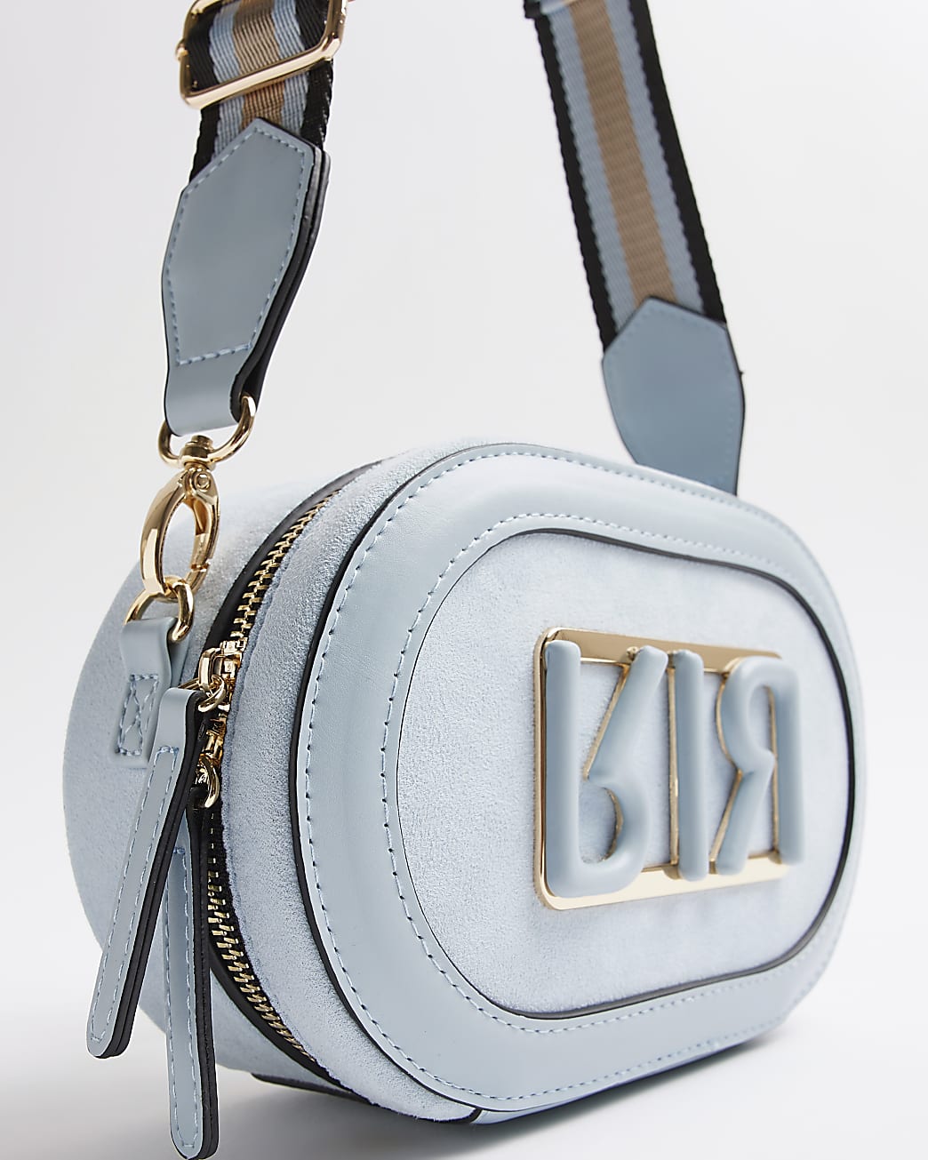 Blue camera cross body bag