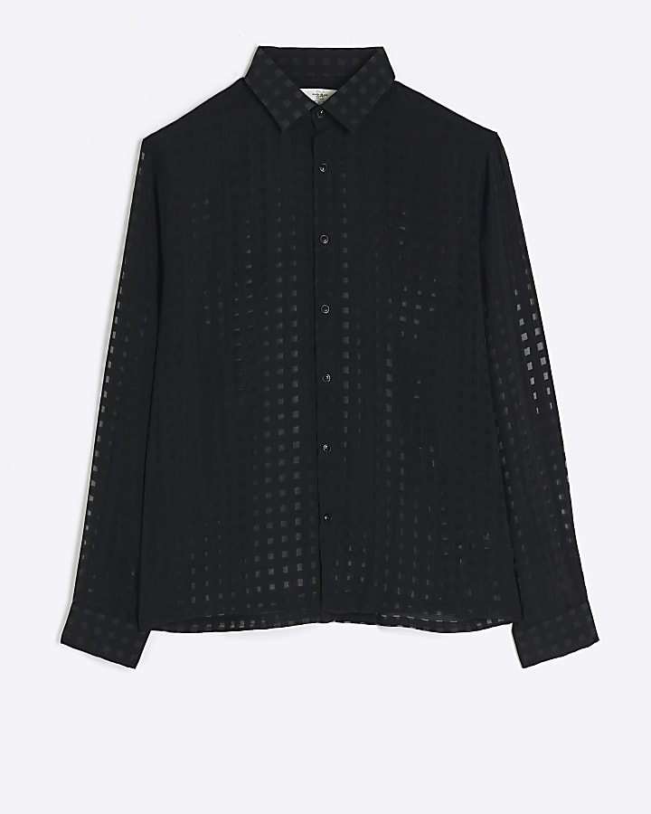 Black regular fit burnout shirt