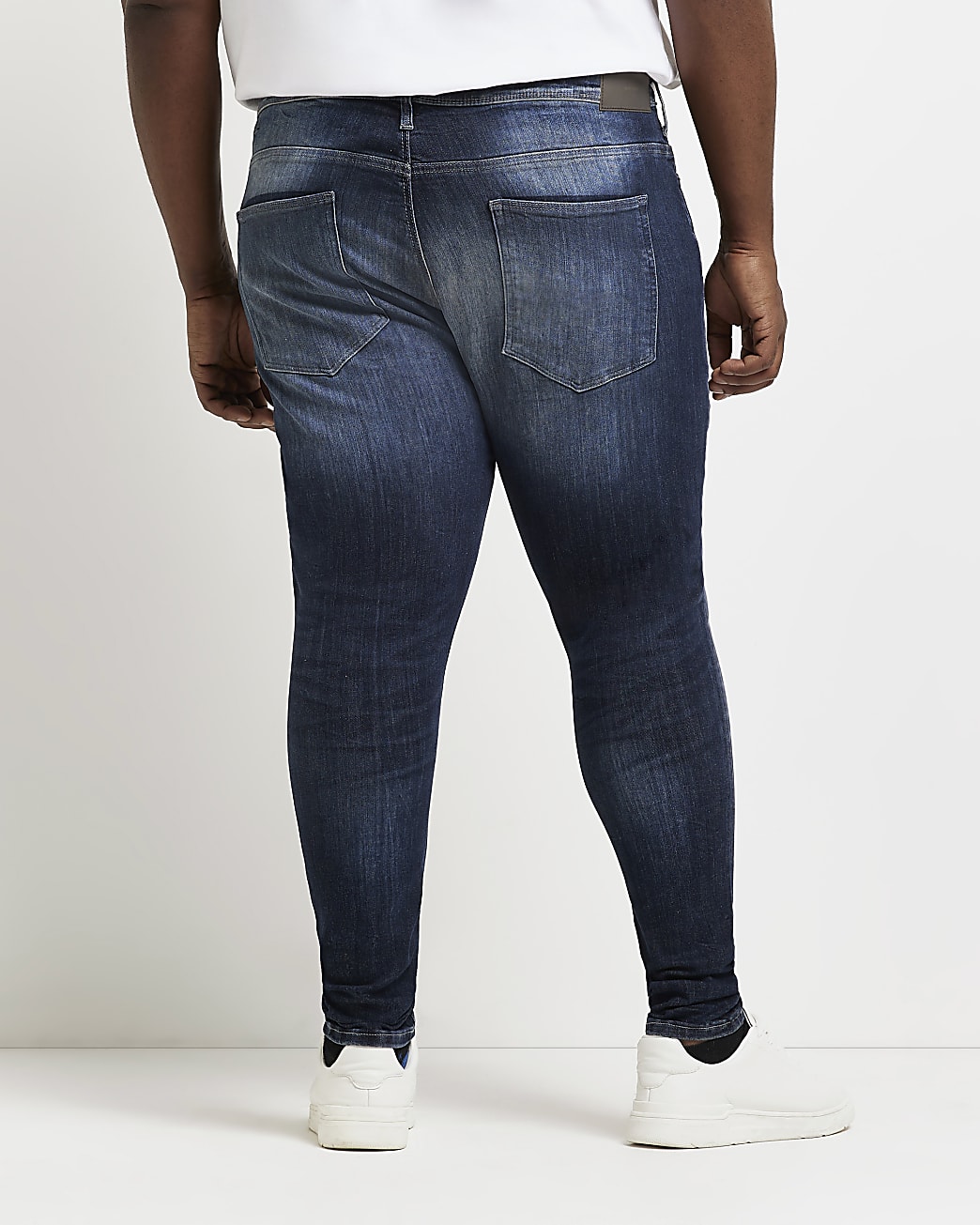 Big & Tall blue spray on skinny fit rip jeans