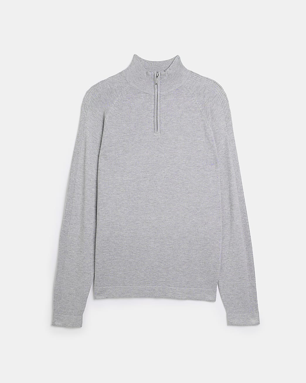 Grey Slim fit half zip Knitted jumper