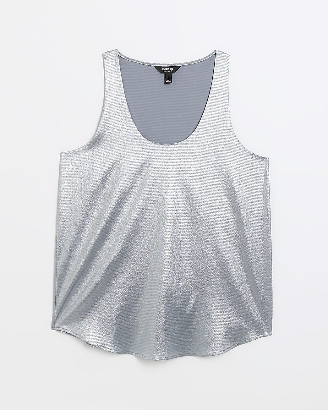 Grey Metallic Sleeveless Top