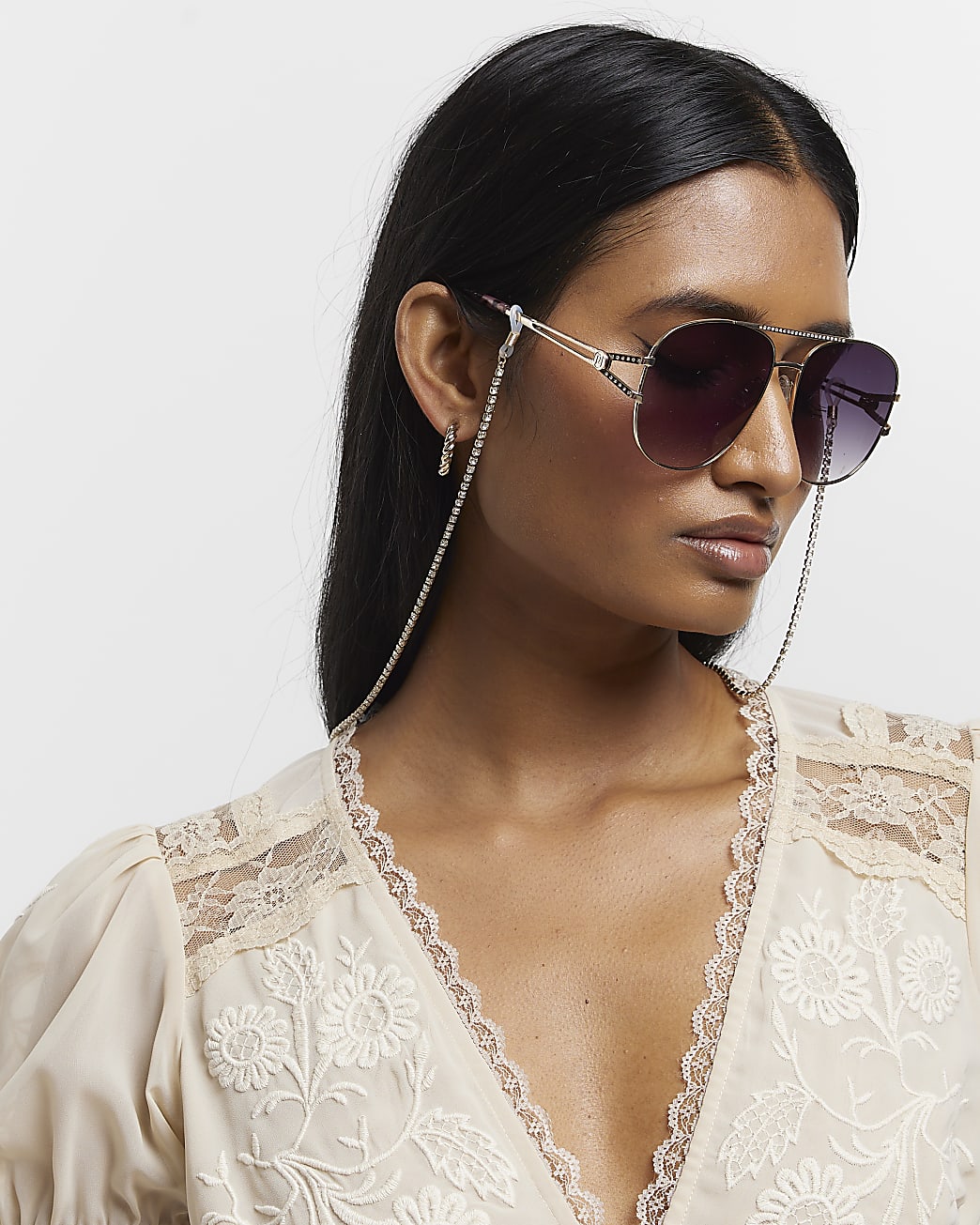 Gold diamante aviator sunglasses