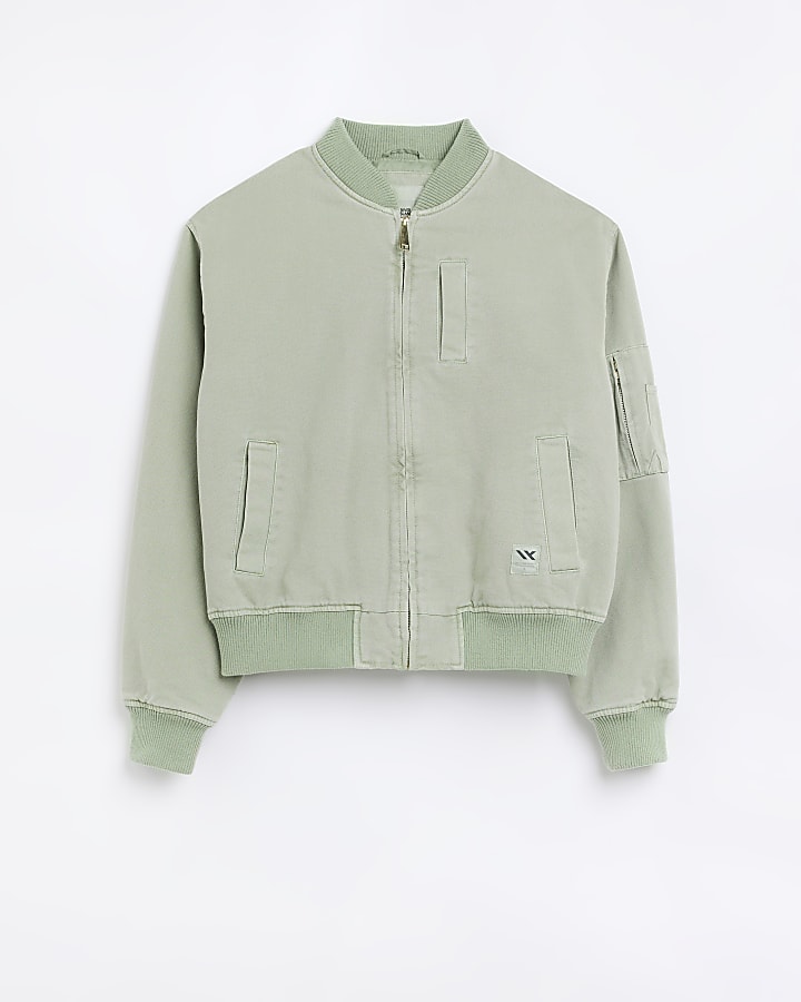 Green regular fit canvas MA1 bomber jacket