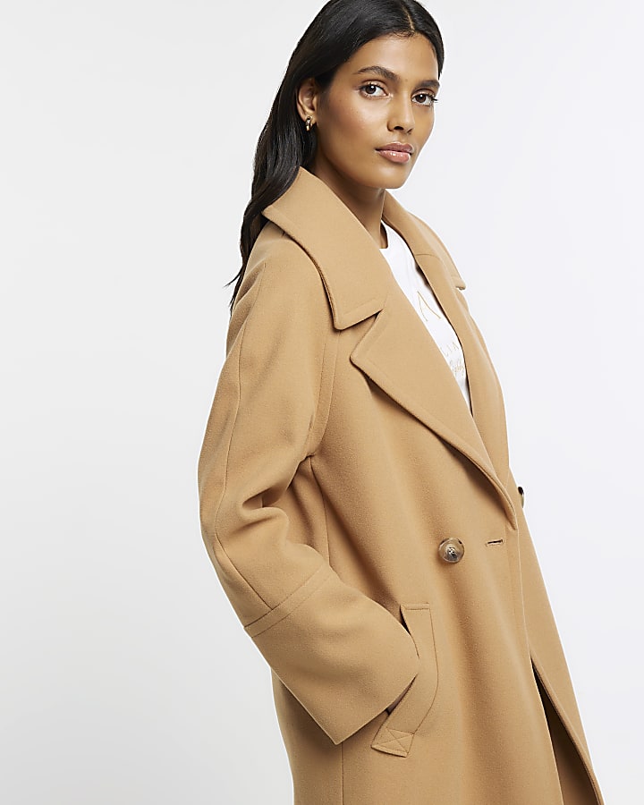 Brown wool blend oversized coat