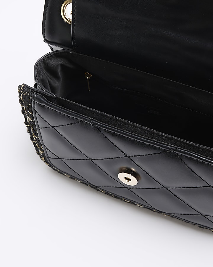 Black boucle shoulder bag
