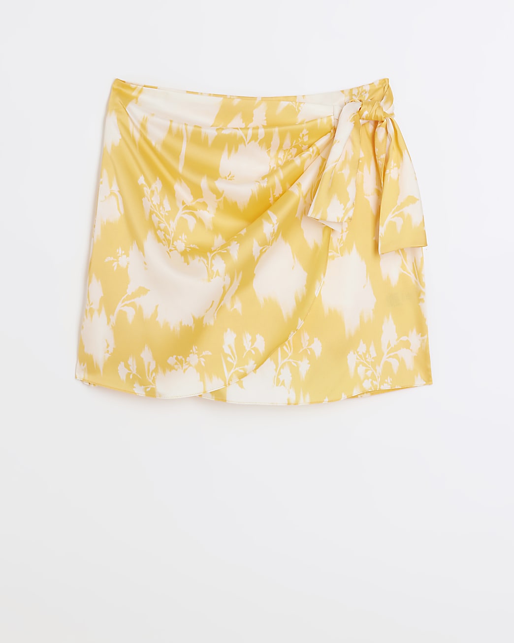 Orange floral wrap mini skirt